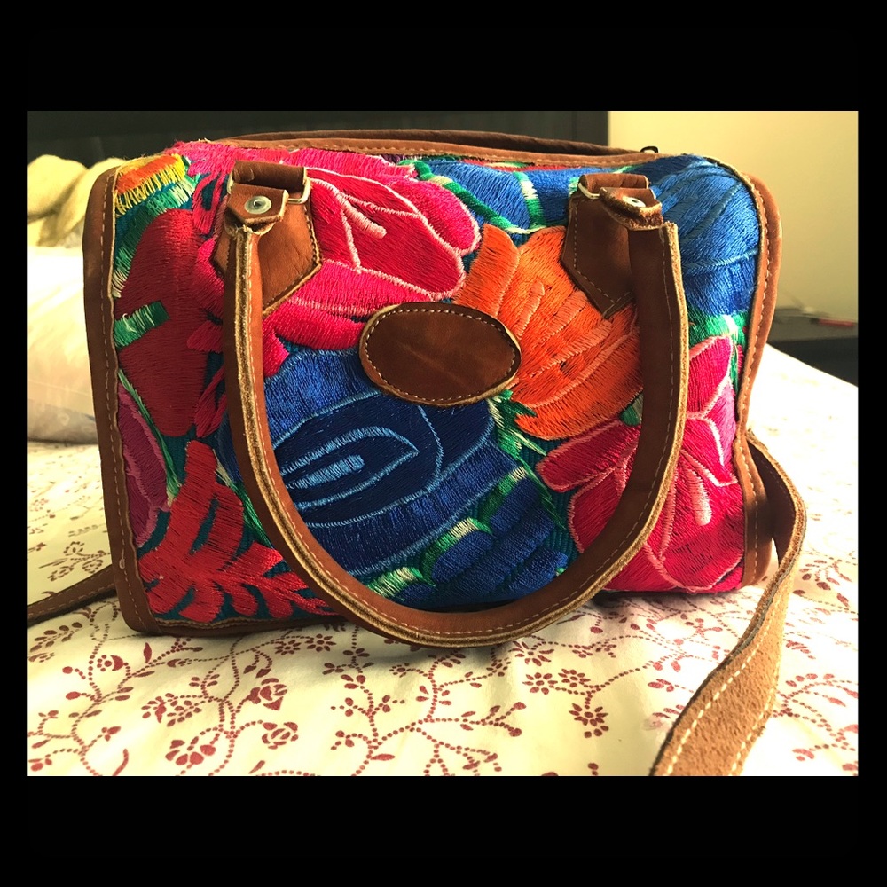 Colorful flowered purse bough in El Salvador